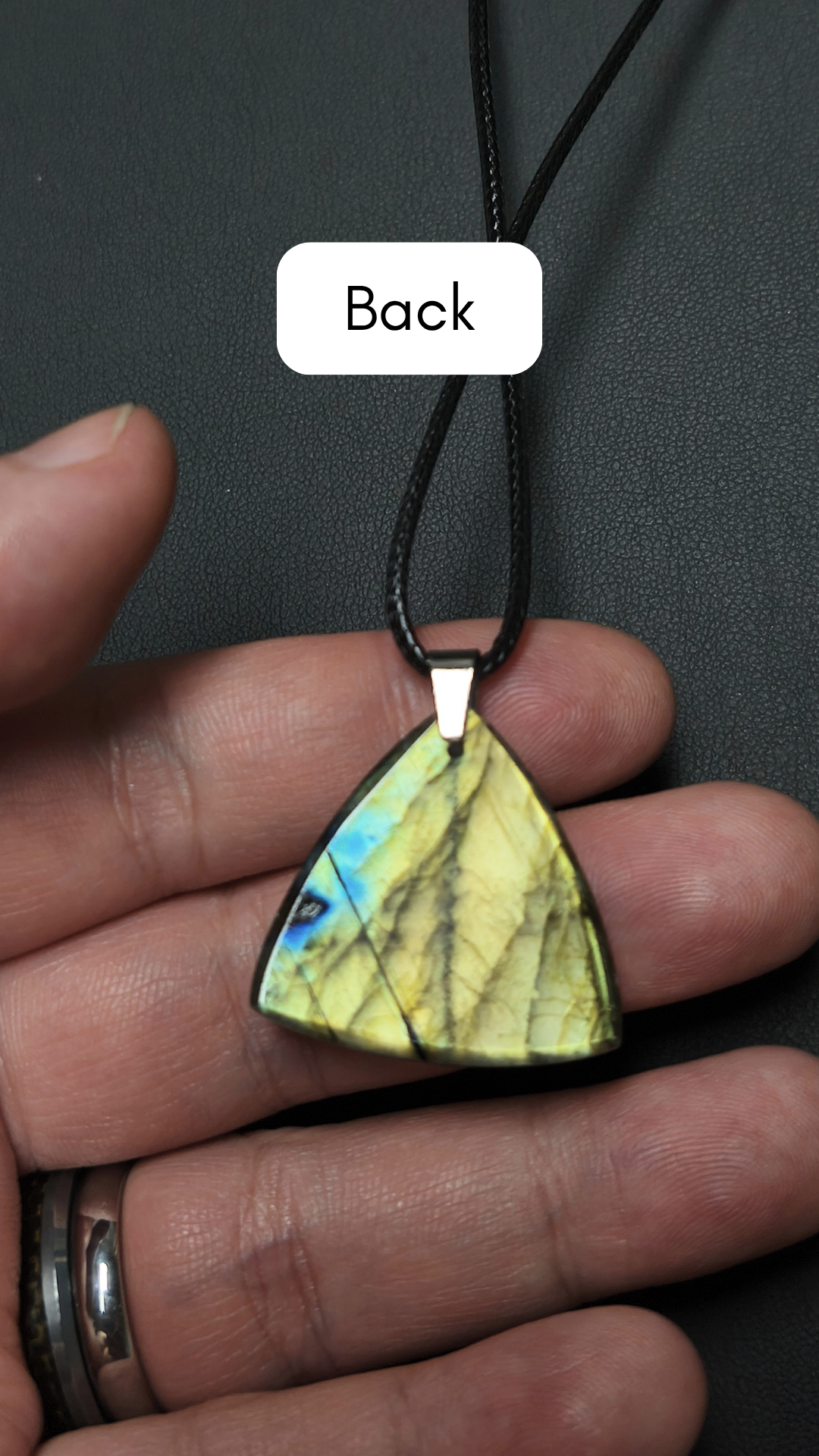 Golden triangle labradorite pendant necklace (04-27)