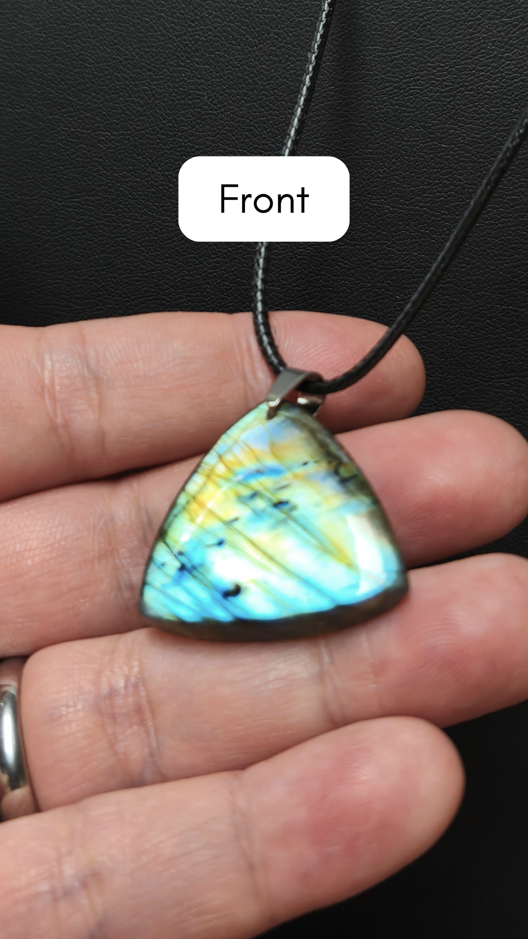 Yellow/blue triangle labradorite pendant necklace (04-32)