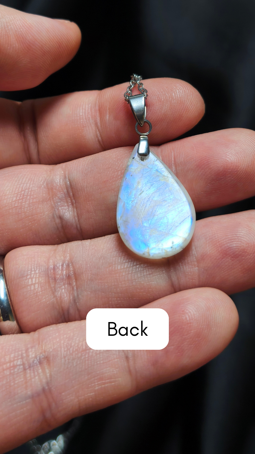 Rainbow moonstone teardrop pendant necklace (04-13)