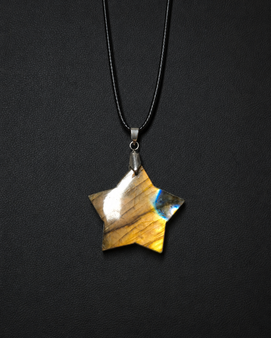Orange star labradorite pendant necklace (04-23)