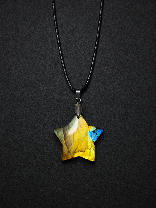 Golden star labradorite pendant necklace (04-24)