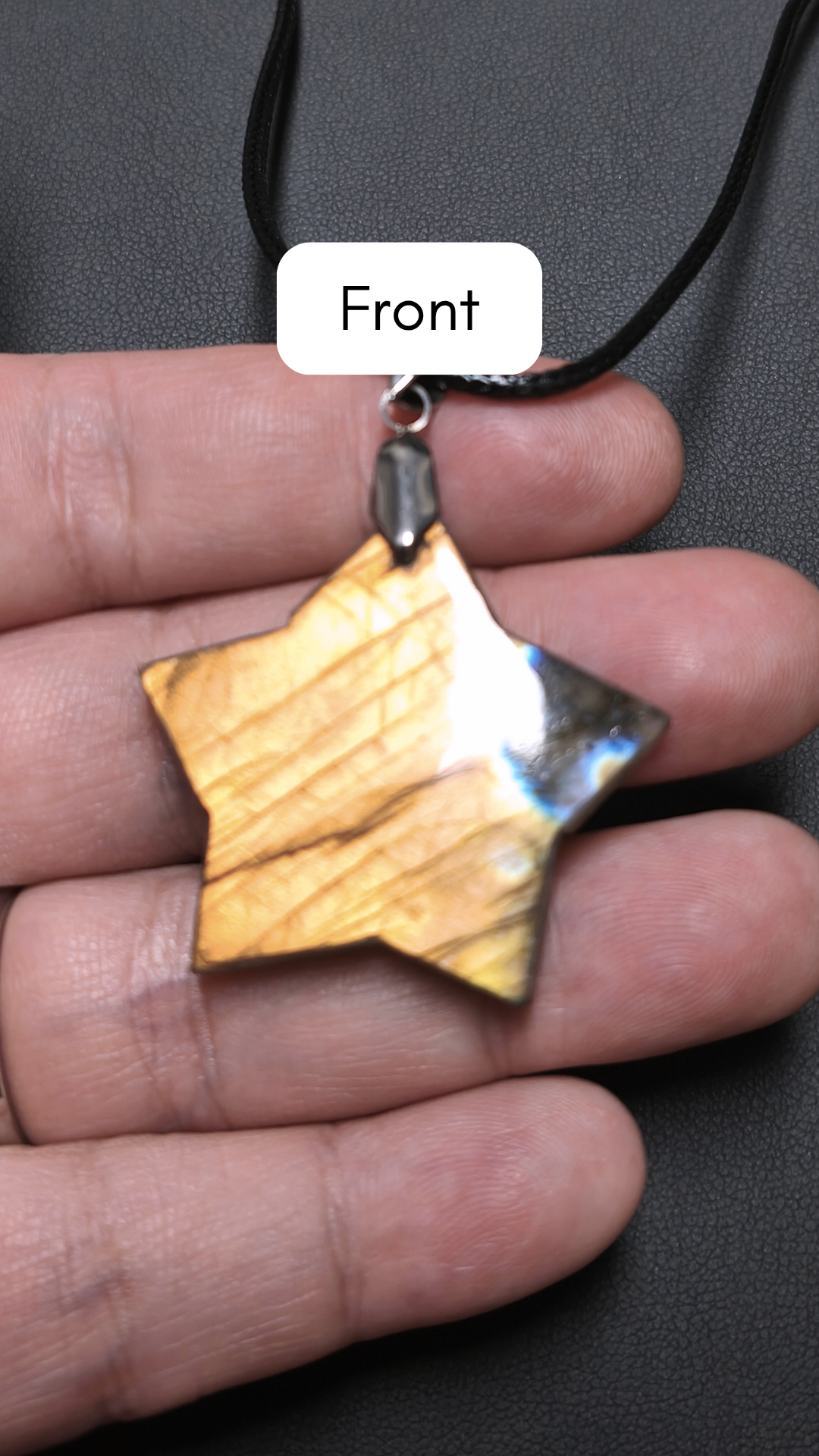 Orange star labradorite pendant necklace (04-23)