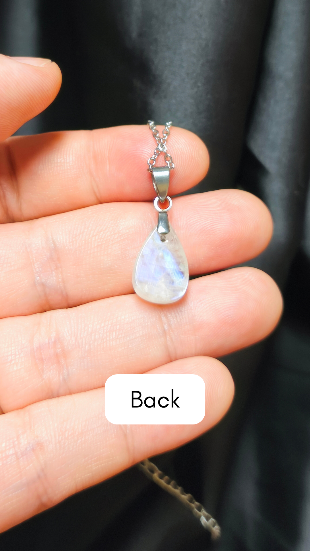 Rainbow moonstone teardrop pendant necklace (04-18)