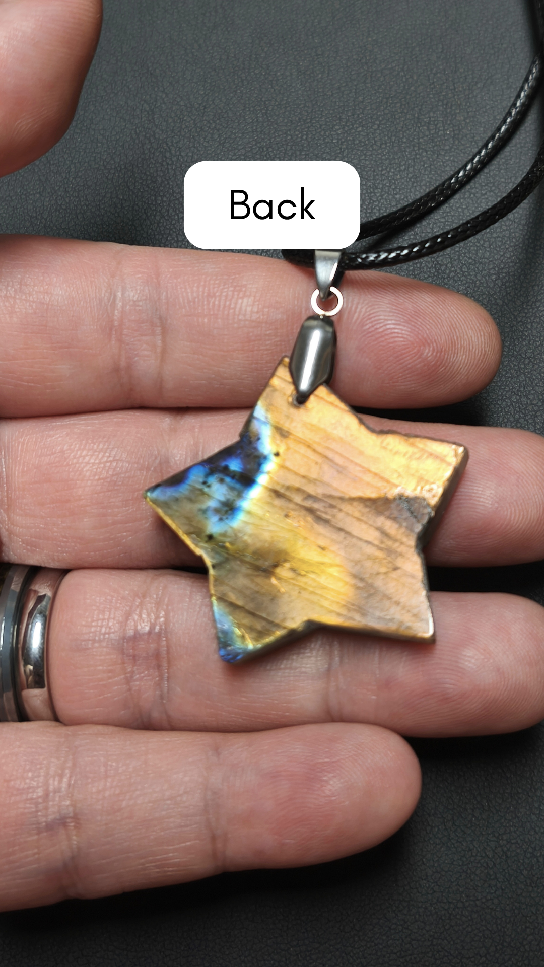 Orange star labradorite pendant necklace (04-23)